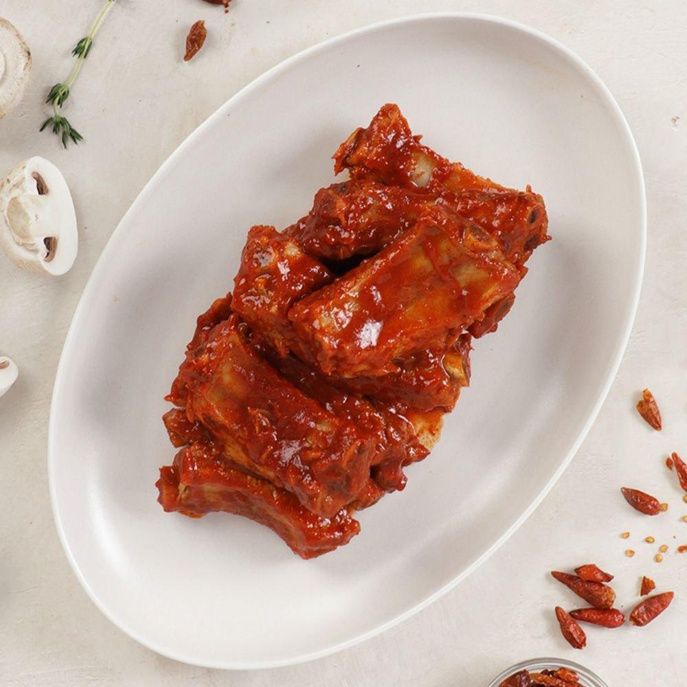 케이쿡 매콤 쪽갈비 슬라이스 1kg x 2팩 4인분