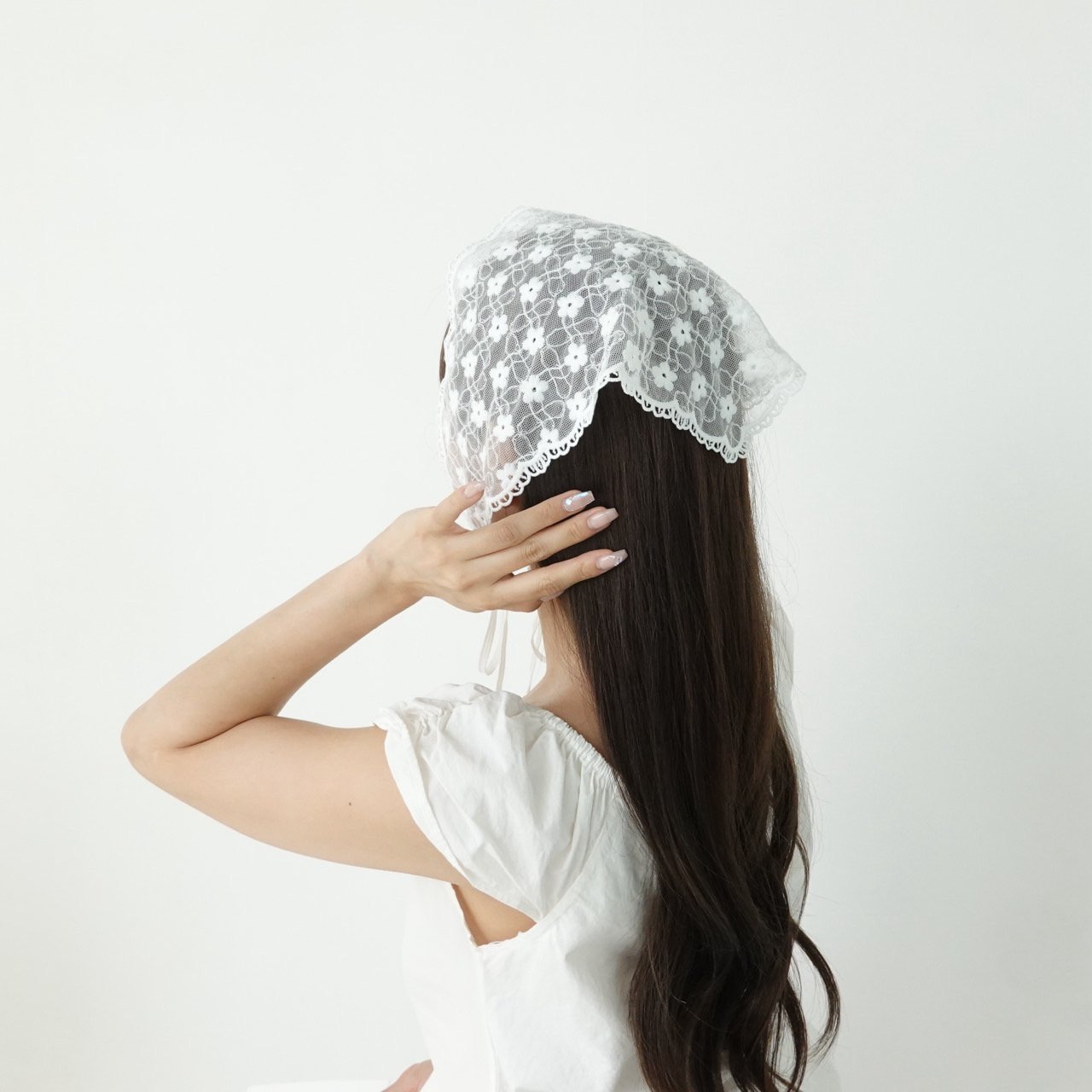 플라워 레이스 두건