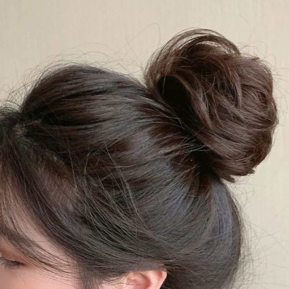 인모 생머리 볼륨 똥머리 핸드메이드 가공 헤어밴드