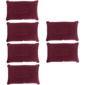 Happyyami해피야미 6pcs 캠핑 베개 팽창식 여행용 등산용 기모 원단 캠프 목베개 무리 휴대용 작은 사각
