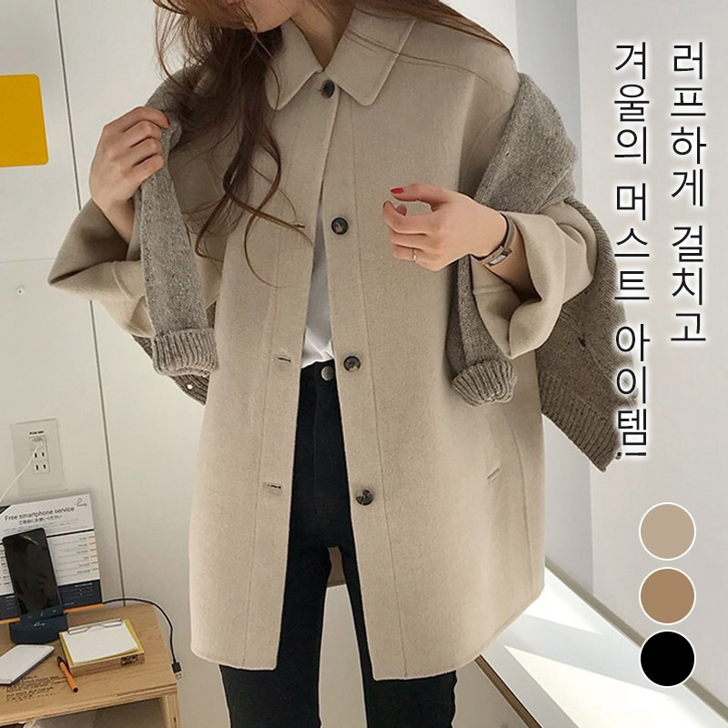 보온성이 새로운 디자인의 여성 울 코트 낙타색 S 40-50kg