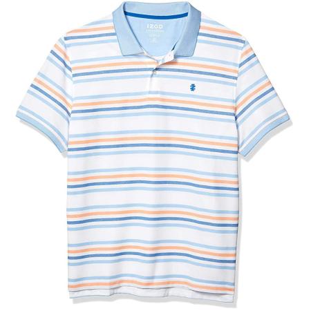 IZOD 남성용 슬림 핏 어드밴티지 퍼포먼스 반소매 스트라이프 폴로 리얼 리틀 보이