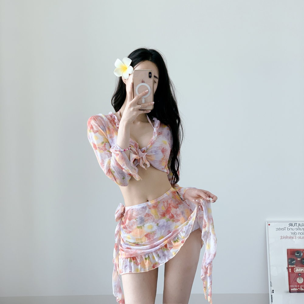 토탈코리아 플라워 4피스 비키니 수영복 WEAR0001