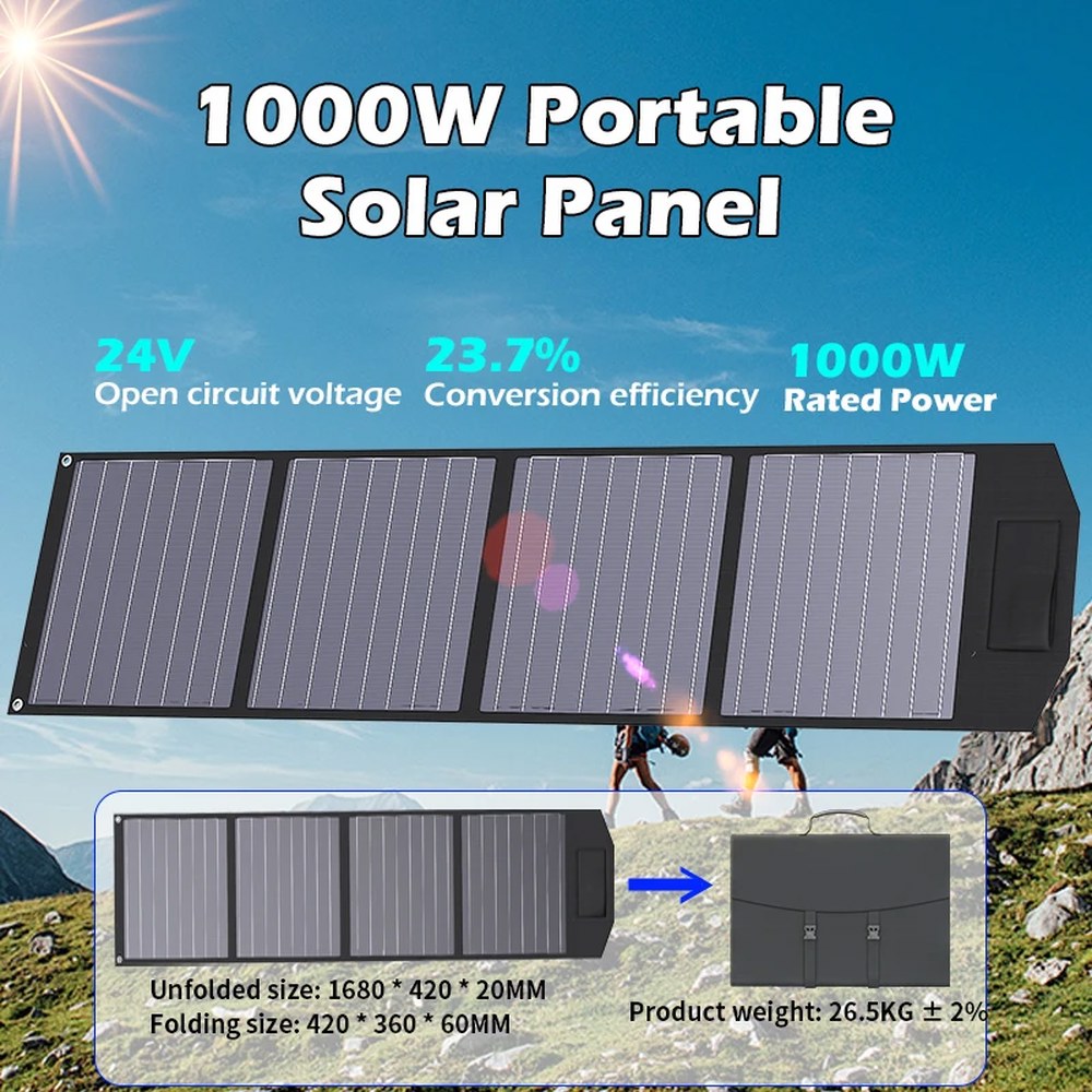 RV 캠핑용 접이식 태양 전지 패널 ETFE 18V 태양열 충전기 태양열 발전기 IP67 방수 1000W