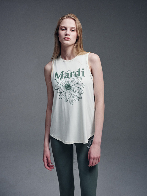 마르디메크르디악티프 마르디 메크르디 악티프 AIRLIFT sleeveless tank top flowermardi CREAM KHAKI LFK41KNS001CRKH