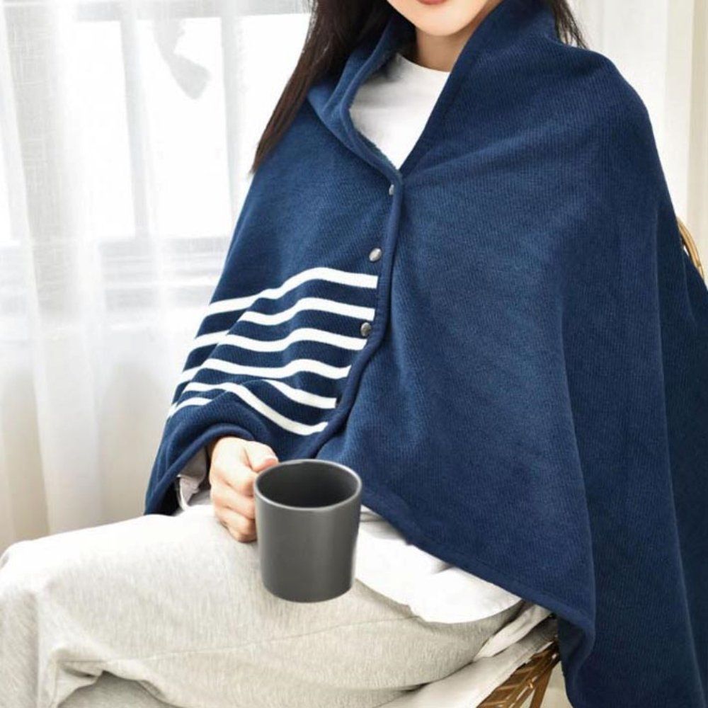 똑딱이 타입 양면 극세사 소재 보온 망토담요