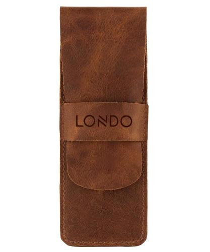Londo 천연 가죽 필통 펜 연필 수납용 플랩으로 여닫는 문구류 케이스