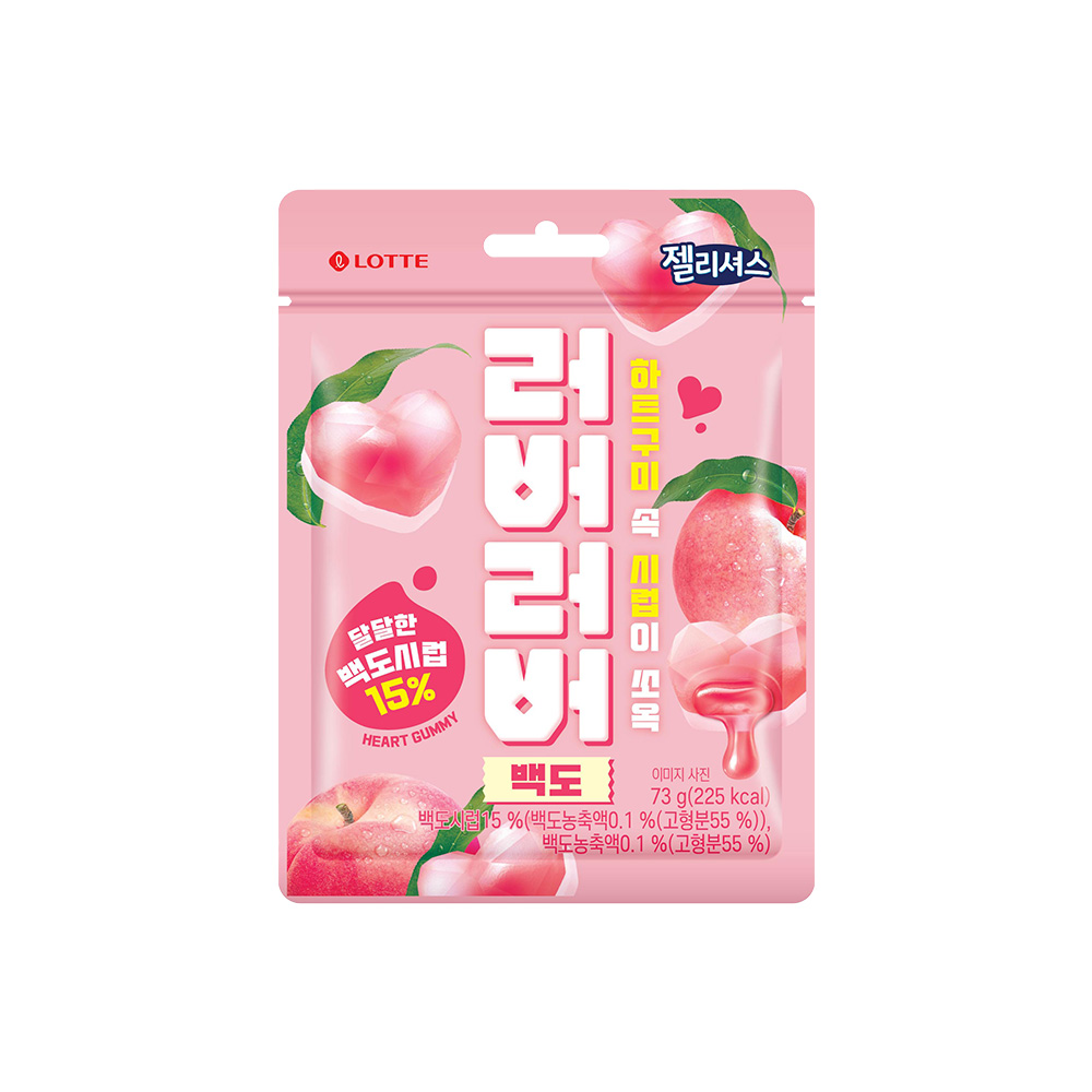 롯데웰푸드 젤리셔스 러버러버 백도 73g x32 32개