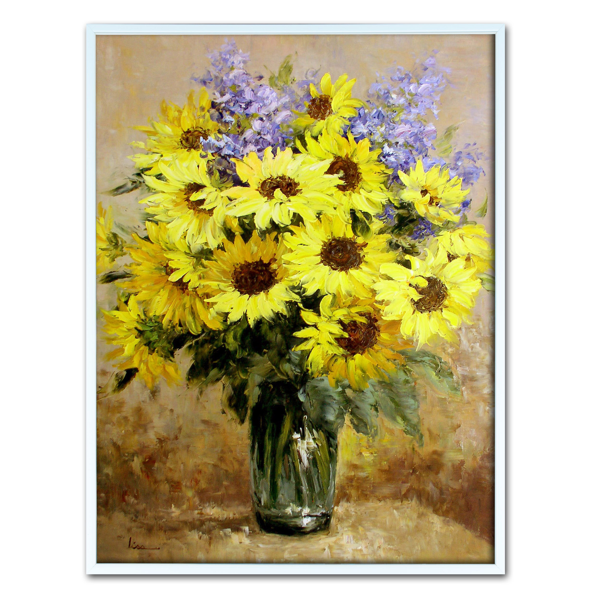 케이엔에이치 KNH 황금빛 해바라기 그림 10종 금전운에 해바라기그림 액자 9 화병의 해바라기 소형