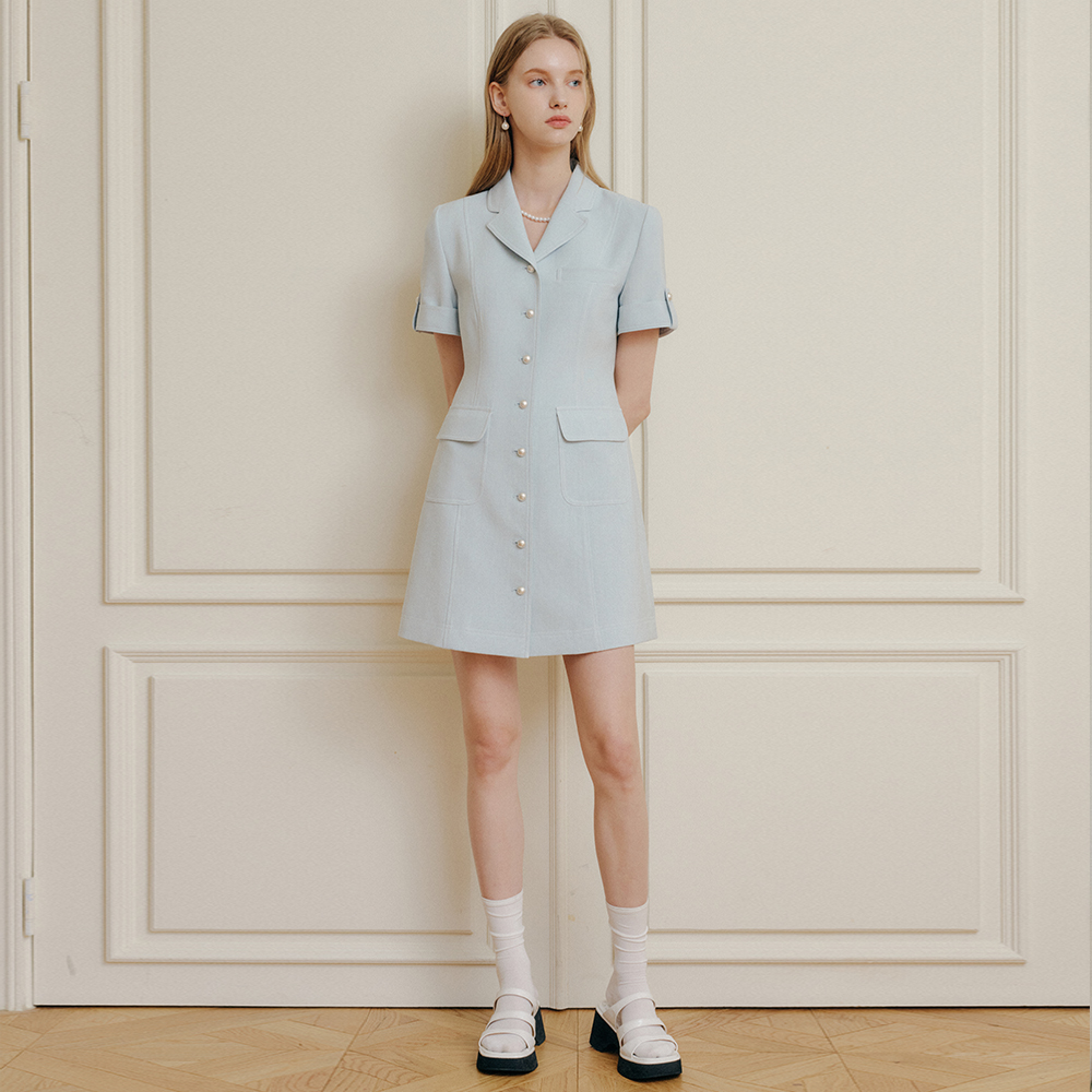 룩캐스트 LOOKAST 룩캐스트 민트 델라 스티치 린넨 드레스 MINT DELLA STITCH LINEN DRESS