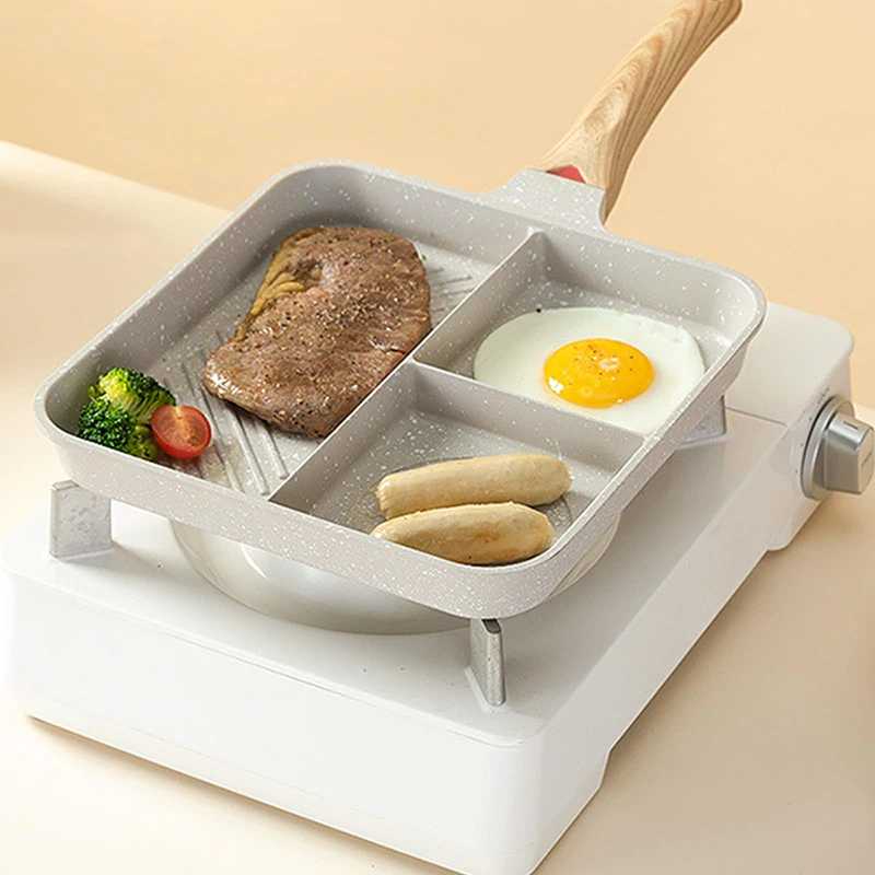 논스틱 바베큐 다기능 런치 팬케이크 계란 프라이팬 파티션 아침 3 in 1
