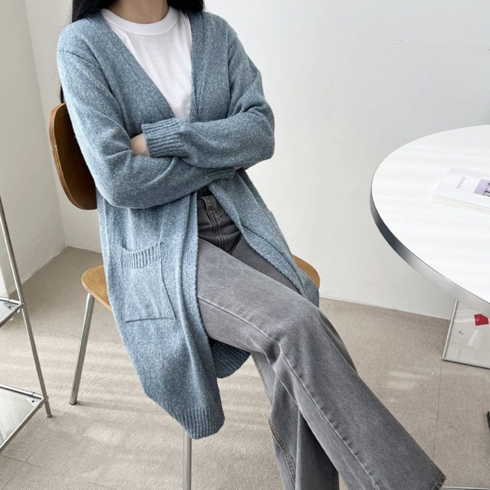 간절기 데일리 웨어 여자 루즈핏 니트 롱가디건