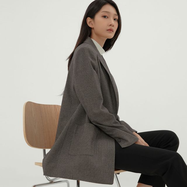 지센 여성 체크 테일러드 자켓 GR 33521187 LFJKM901