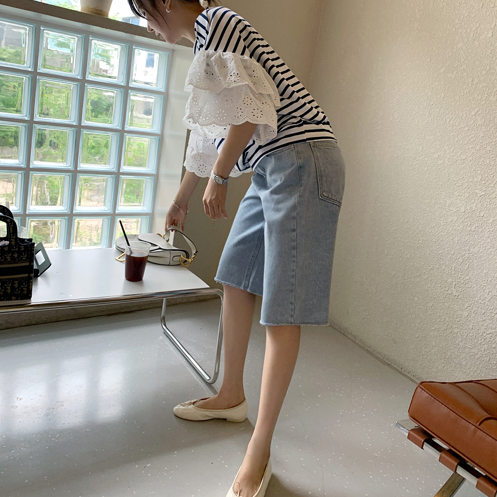 미아마스빈 디로브 프릴 티셔츠