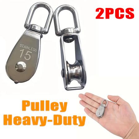 2PCS 스테인레스 스틸 M15 해양 단일 휠 회전 풀리 블록 케이블 로프 용 리프팅