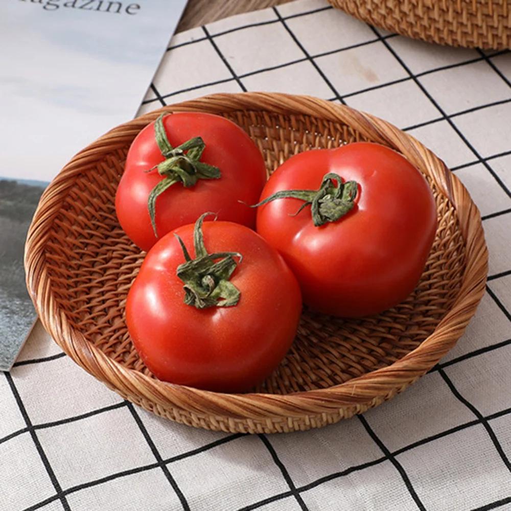 둥근 등나무 위커 짠 서빙 바구니 빵 과일 야채 수제 보관 디스 2 A2 1Pc