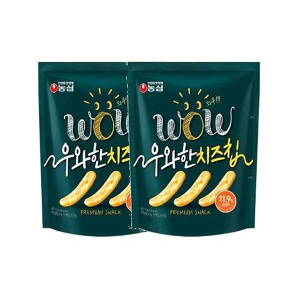 농심 농심 농심 과자 스낵 우와한 치즈칩 42gx2 1세트 다이어트 관리 가벼운
