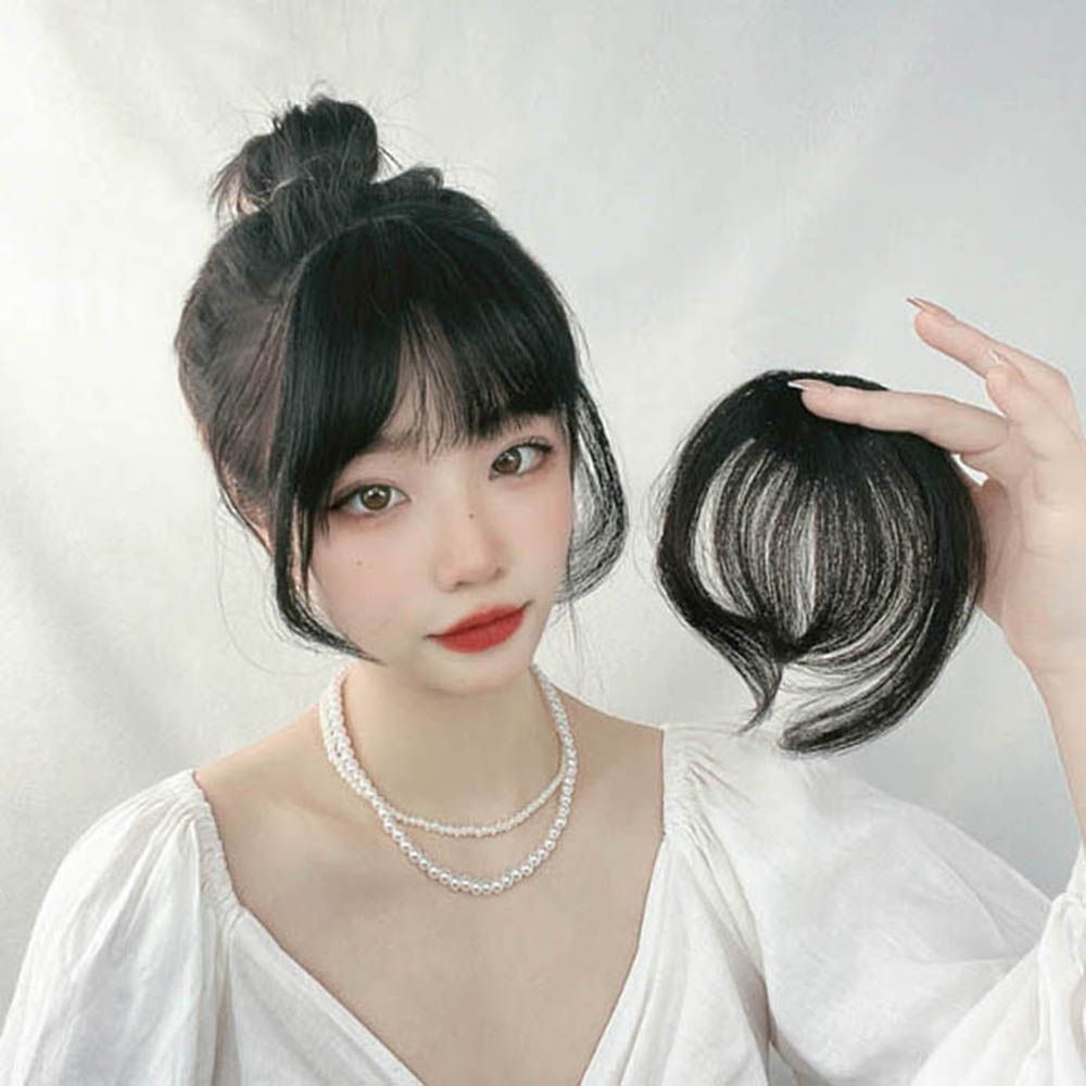 여성 자연스러운 앞머리 가발 내추럴 뱅 붙임 머리