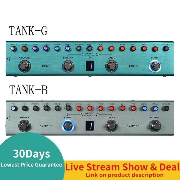 Mve Tank G 순수 디지털 멀티 이펙트 페달 이펙터 리버브 지연 MOD AMP 충전식 내장