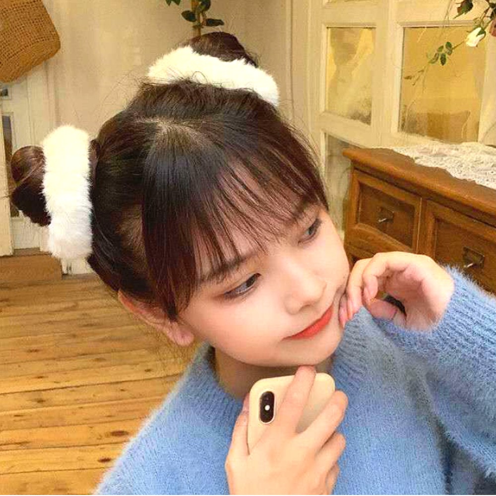 C989so 리얼토끼털 이비스 헤어끈 머리끈 곱창밴드 그린