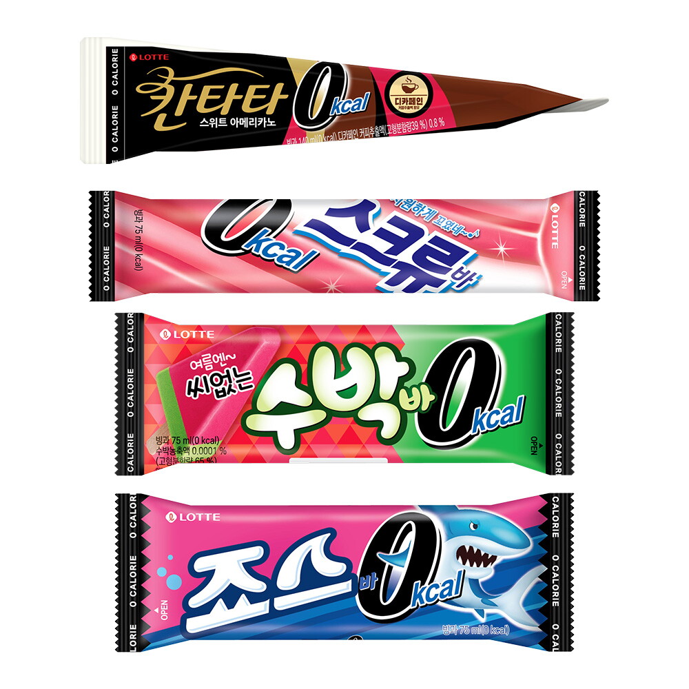 롯데웰푸드 롯데웰푸드 0칼로리 아이스크림 4종 18 30개 칸타타 수박바 죠스바 스크류바