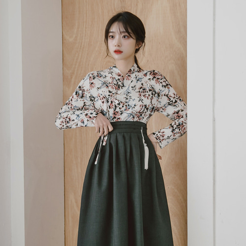 츄샵 생활한복 세트 회양목 저고리 청아 차콜 허리치마 168 M SIZE