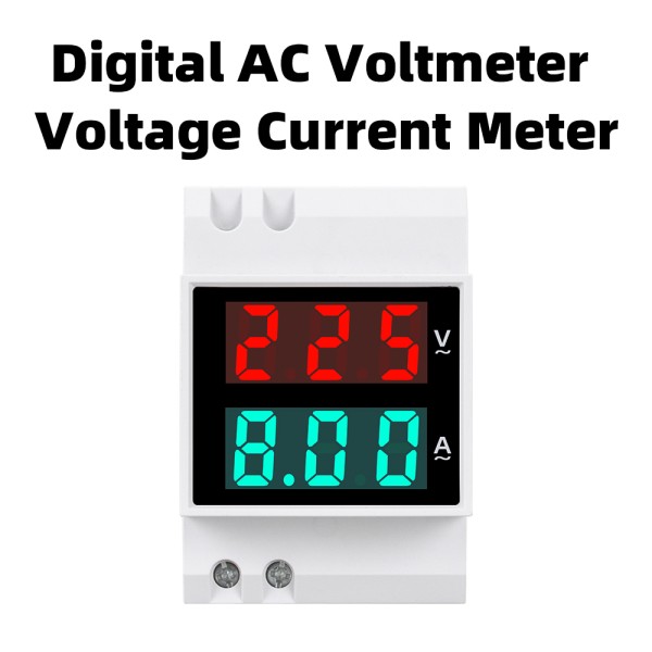 전압계 전류계 DIN 레일 2 IN 1 AC Led 디스플레이 전압 디스플레이 전류 디스플레이 고화질 고정밀 50-300V 1-63A