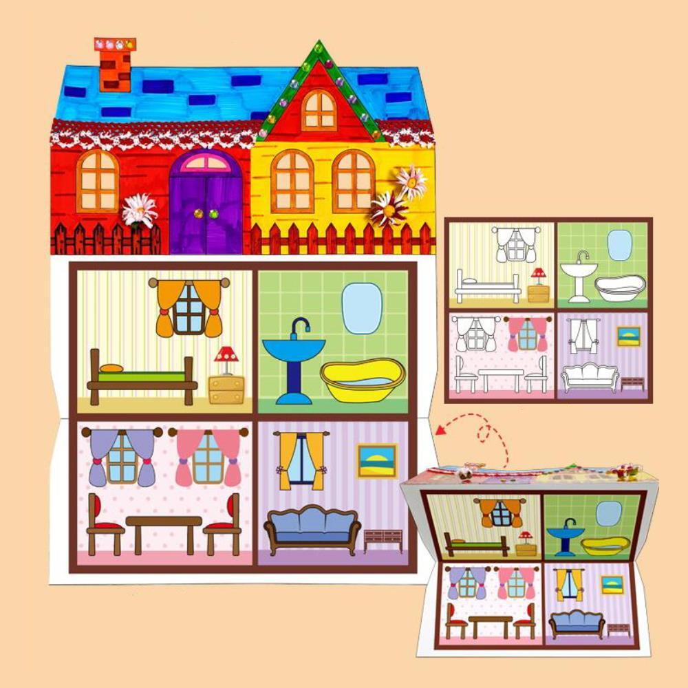색칠도안 우리집 꾸미기 아트북 만들기 미술놀이 3인용 어린이만들기 북아트 BO6596-3