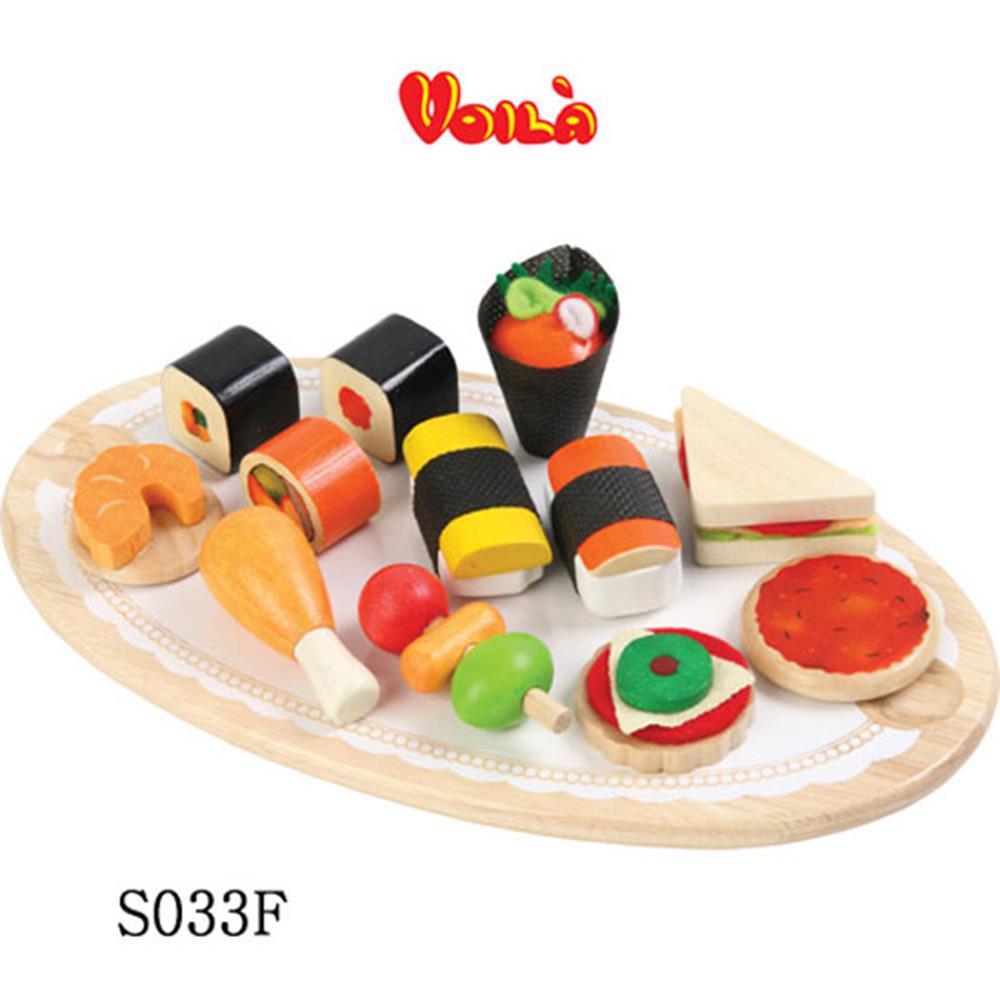 브알라 주방놀이 원목 음식모형 김밥가게 나무쟁반 두돌아기 나무장난감 원목교구 원목장난감 원목완구 키친놀이 블럭 인지발달 대근육 어린이