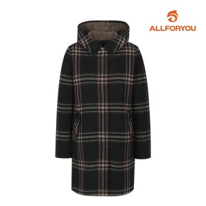 올포유 올포유 여성 체크 이중지 핸드메이드 후드 코트 ALCTL9411-915
