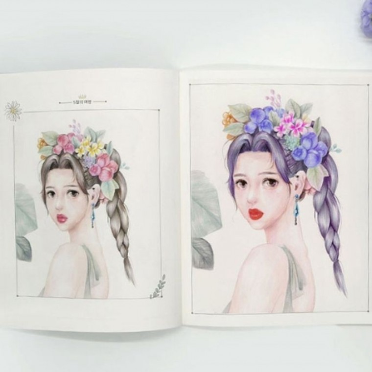 핑크풋 컬러링북 그림 색칠 어린이 미술놀이 소녀