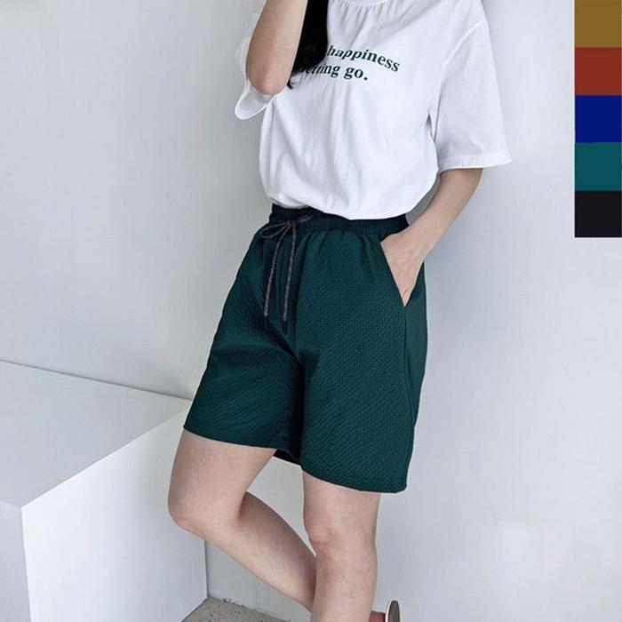 여성 여름 시어서커 쿨반바지 1P 데일리 밴딩 쇼츠