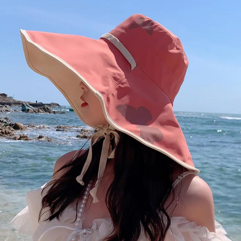양면 챙이 큰 태양 모자 나비 넥타이 로프 자외선 여름 A 싱글 사이즈