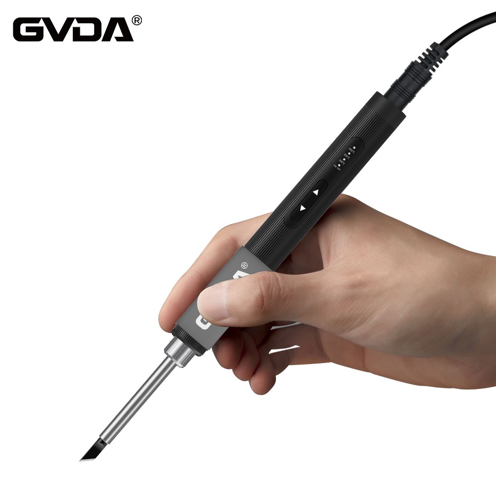 GVDA 휴대용 납땜 인두 키트 용접 도구 전기 재 작업 스테이션 팁 용접기 금속 몸체 3 온도 조절