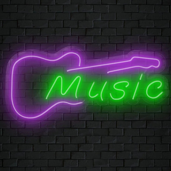 음악 led보드판 네온 사인 모양 조명 LED 벽 장식 침실 스튜디오 바 파티 5w Guitar Music