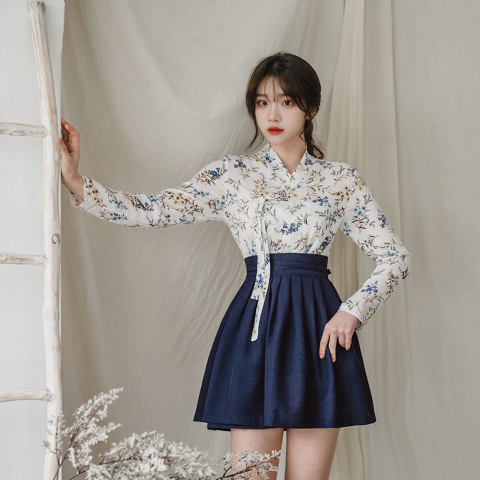 츄샵 생활한복 세트 야생화 저고리 너울 미니 허리치마 172