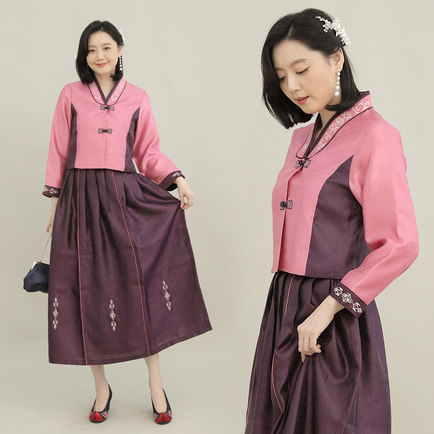 애비뉴투지 엄마옷 환갑 칠순 가족행사 사계절 여성 양단 개량한복 상하세트 50대 60대 H08121