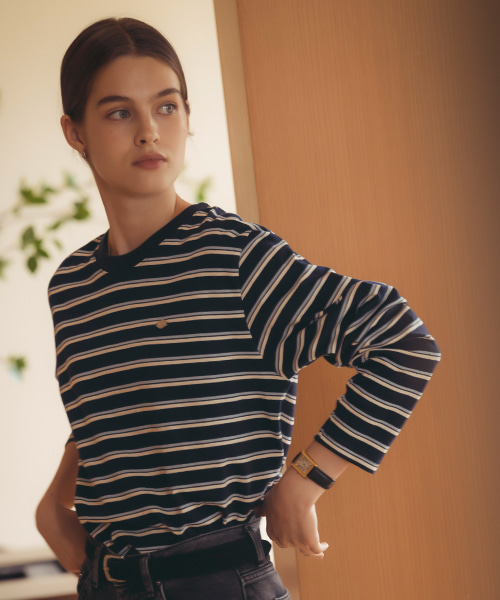 틸아이다이 틸아이다이 Bonheur stripe cotton t-shirt NavySky