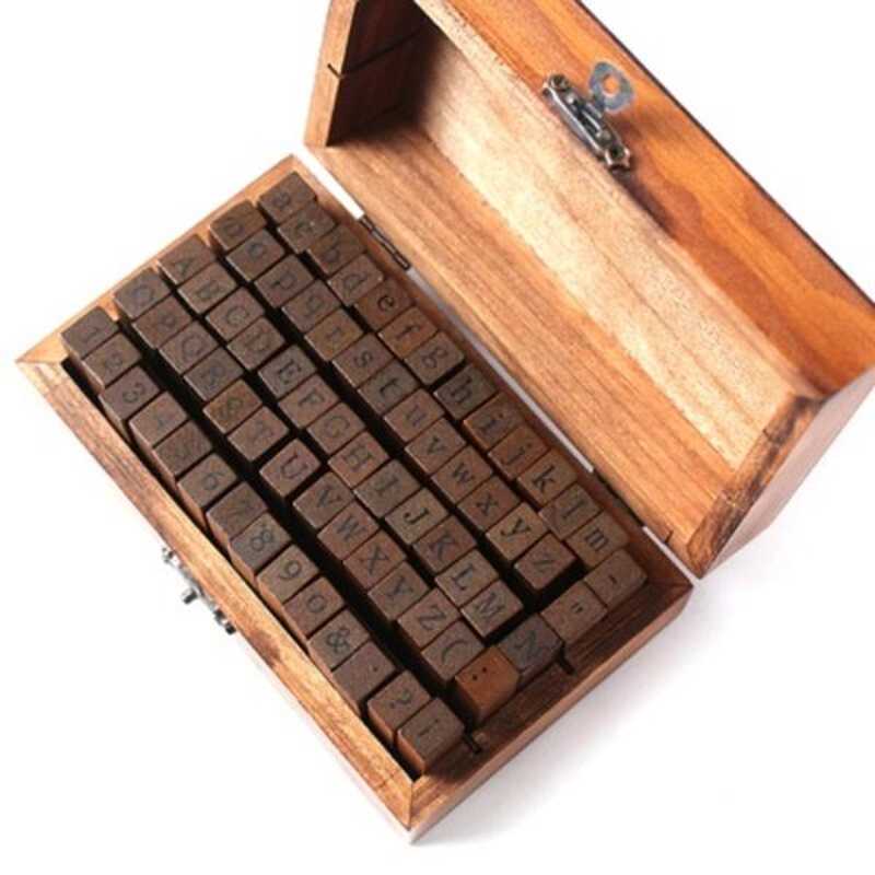 숫자 알파벳 콤비네이션 레터 스탬프 일기 웨딩 나무 고무 빈티지 3 28pcs capital