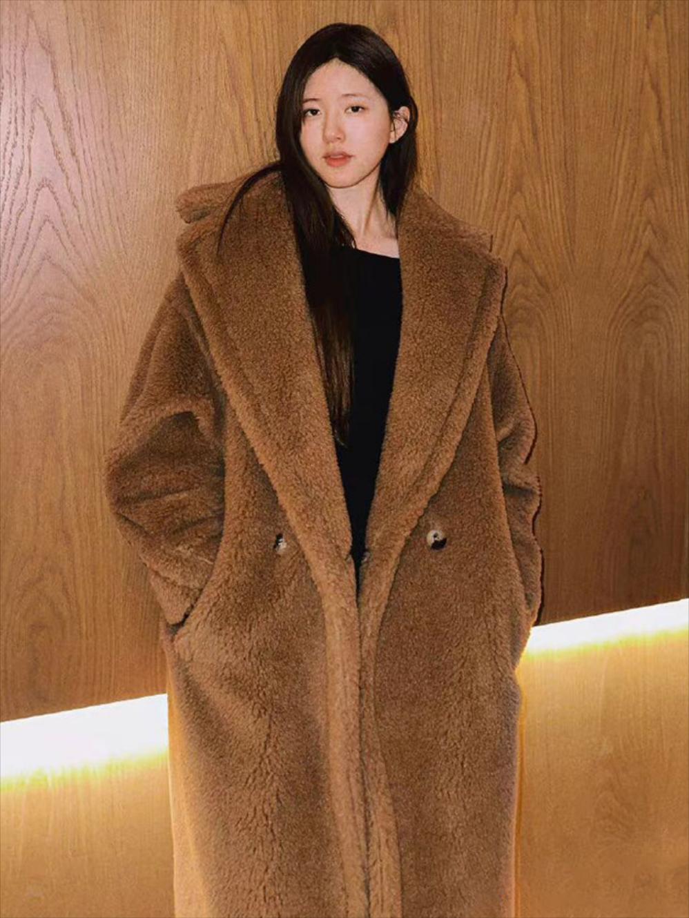 로디상점 테디베어 코트 더플 알파카 오프 시즌 루즈핏 페이크퍼 롱 숏 자켓