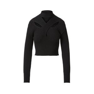 드레 DRAE CROSS-CUTOUT RIBBED-KNIT SWEATER