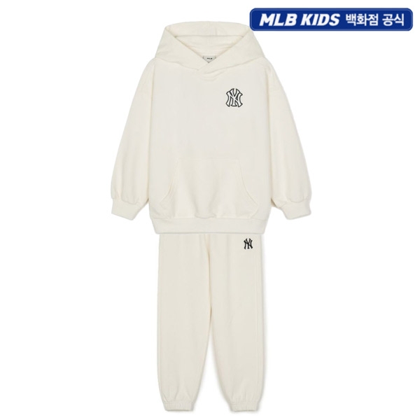MLB키즈 현대충청점 MLB키즈 베이직 스몰로고 후드티 팬츠 세트 7AHDB0144 7APTB0344-CRS