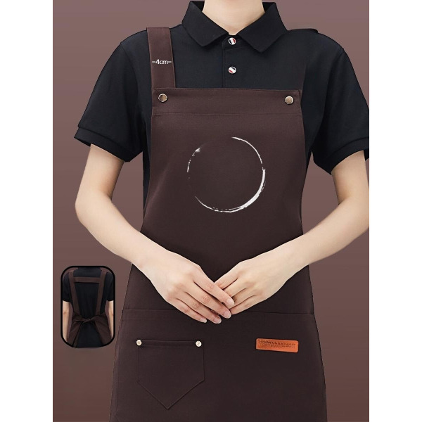 방수 앞치마 여성 맞춤형 케이터링 로고 인쇄 커피 밀크티 샵 웨이터 작업복-버건디 A55