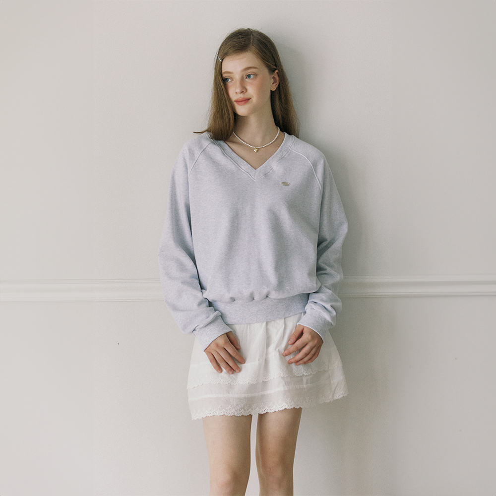 아미마켓 V-neck Cotton Sweatshirt - Light Grey H24FW-TS03L