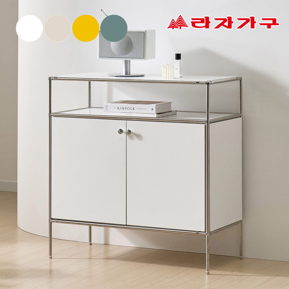 라자가구 라자가구 세레나 미드센추리 강화유리 모듈 철제 선반 다용도 수납장 800