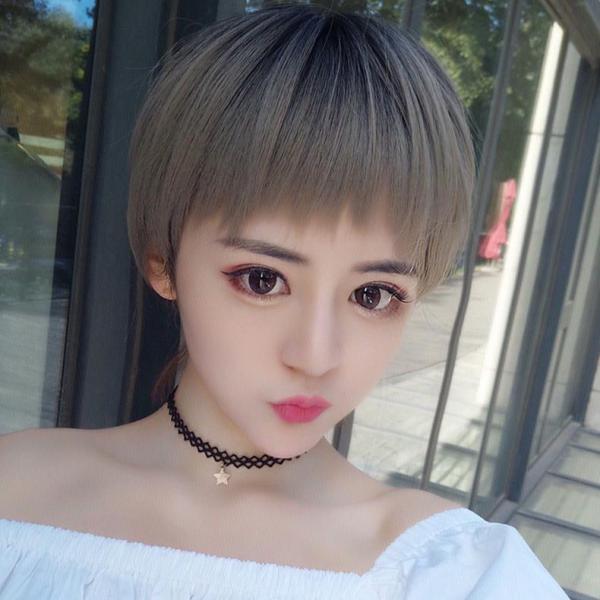 자연스럽고 리얼한 헤어 귀여운 앞머리 보브헤어 가발