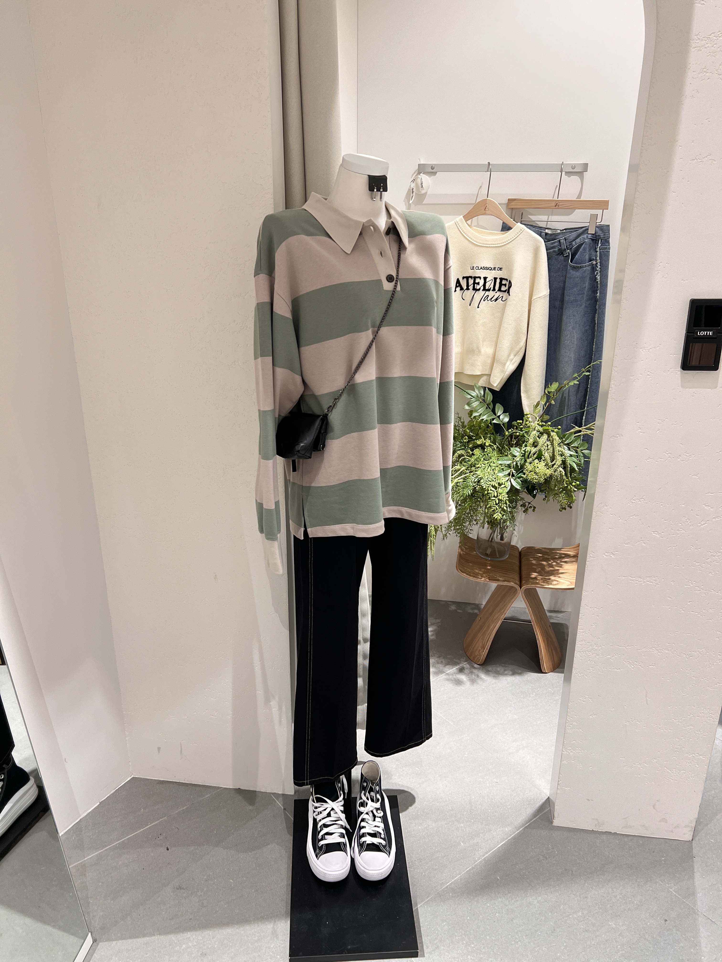 아틀리에나인 아틀리에나인 코디세트 스트라이프 럭키 티 데님 팬츠 세트 NMN5NJ-T6886M0 PT-5503M0