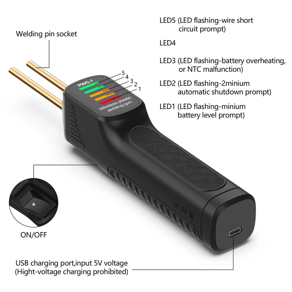 플라스틱 용접기 납땜 다리미 차고 도구 자동차 범퍼 키트 휴대용 USB 건 300W