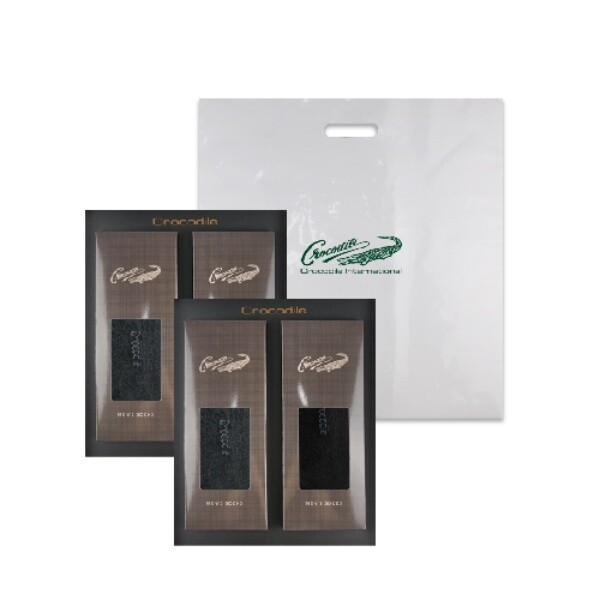 크로커다일 남성용 발이 숨쉬는 세로 로고 중목 양말 2종 x 2족 세트 CD4SK1030