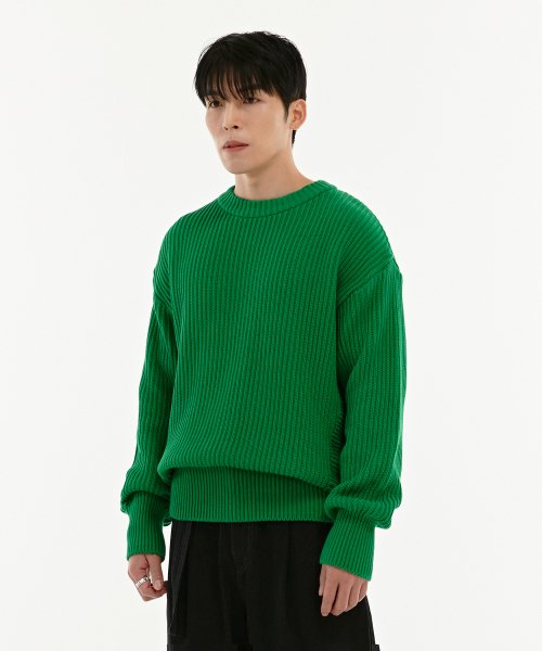 니티드 니티드 니티드X깡스타일 코튼 미니멀 라운드 니트 그린 K22AWUK29GN LE1219073524
